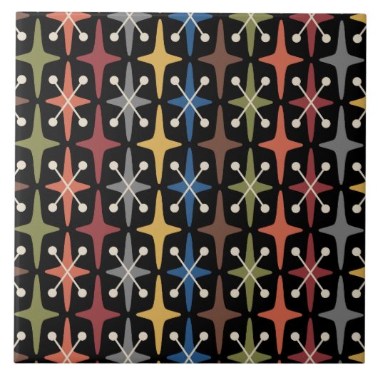 Midden-eeuwse moderne Starburst Patroon Tegeltje (Voorkant)