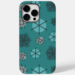 Midden-eeuwse moderne Starbursts Blauwgroen Case-Mate iPhone 14 Pro Max Hoesje