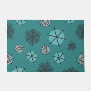 Midden-eeuwse moderne Starbursts Blauwgroen Deurmat