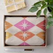 Midden-eeuwse moderne Starbursts op Retro Diamonds Tissuepapier (Geschenk)