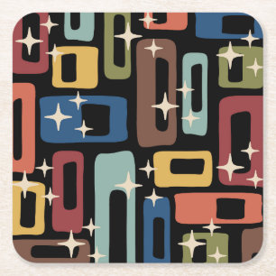 Midden-eeuwse moderne stijl vierkante kartonnen onderzetter