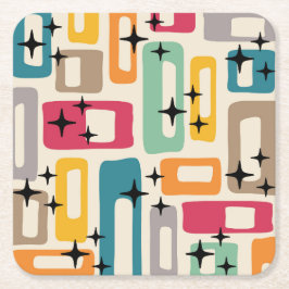 Midden-eeuwse moderne stijl vierkante kartonnen onderzetter