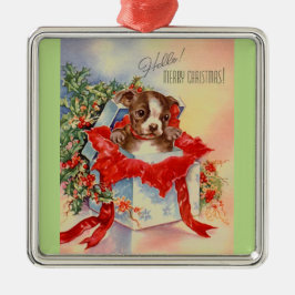  Midden-eeuwse mooie Baby Boston Terrier Metalen Ornament