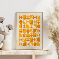 Midden-eeuwse mosterd geel geometrische kunst aan 