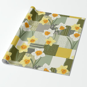 Midden-eeuwse narcis bloempatroon cadeaupapier