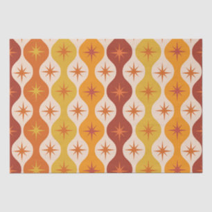 Midden-eeuwse Oranje Starbursts op Ogee Pattern Tissuepapier