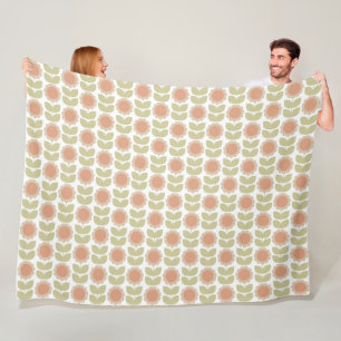 Midden-eeuwse Pastelroze Retro Bloemmotief Fleece Deken