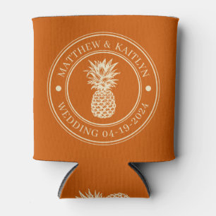 Midden-eeuwse Pompoen Ananas Trouw Wapen & Naam Blikjeskoeler