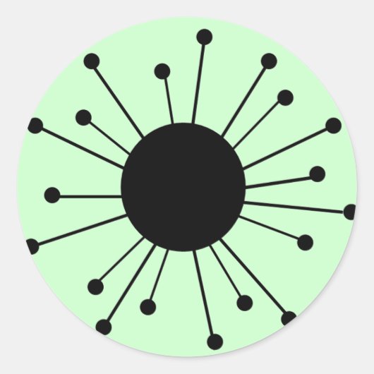 Midden-eeuwse Retro Starburst Ronde Sticker (Voorkant)