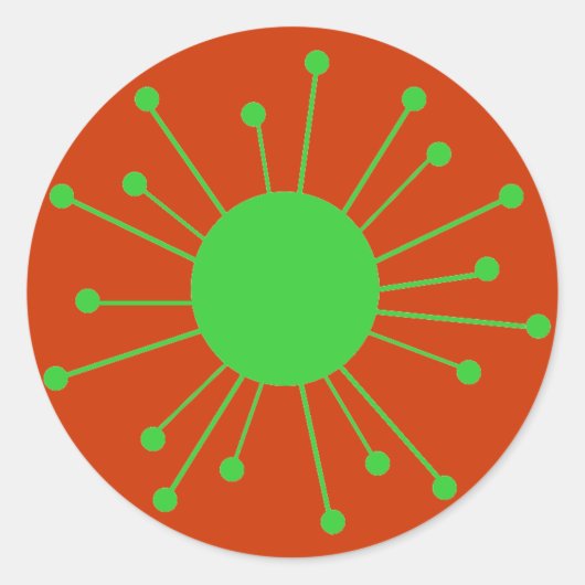 Midden-eeuwse Retro Starburst Ronde Sticker (Voorkant)
