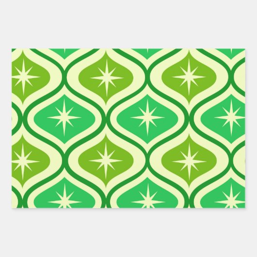 Midden-eeuwse retro-sterrenbeelden op groen ogeenp inpakpapier vel (Voorkant 3)