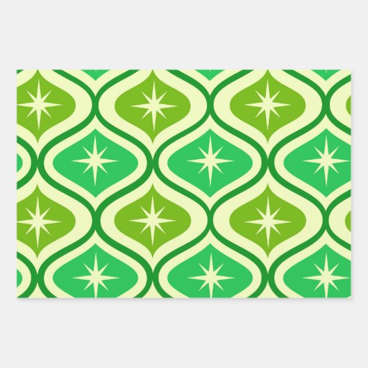 Midden-eeuwse retro-sterrenbeelden op groen ogeenp inpakpapier vel (Voorkant 2)