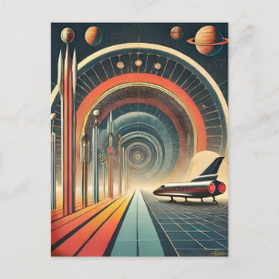 Midden Eeuwse Space Age Kunst Wormhole Poort Briefkaart