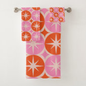 Midden-eeuwse Starbursts op roze Oranje cirkels Bad Handdoek (Insitu)