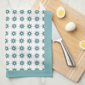 Midden-eeuwse Turquoise Starburst Pattern Kitchen  Theedoek (Quarter Fold)