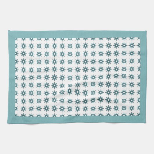 Midden-eeuwse Turquoise Starburst Pattern Kitchen  Theedoek (Horizontaal)