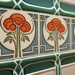 Midden-euwse bloemsymmetrie ambachtskunst beweging tegeltje
