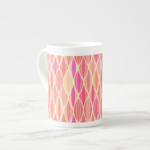 Midden-euwse lintprint - roze, koraal en goud porselein kop
