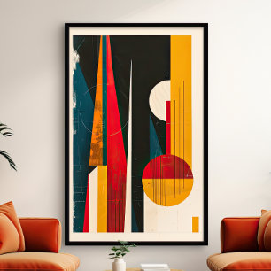 Midden-euwse moderne abstracte geometrische vormen poster