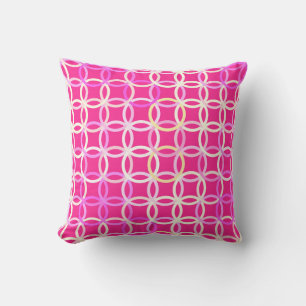 Midden-euwse moderne cirkels, fuchsia roze en crèm kussen