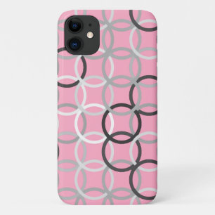 Midden-euwse moderne cirkels, koraalroze en grijs iPhone 11 hoesje