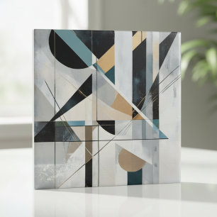 Midden-euwse moderne gouden teal geometrische abst tegeltje