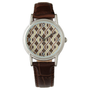 Midden-euwse moderne linten, taupe en bruin horloge