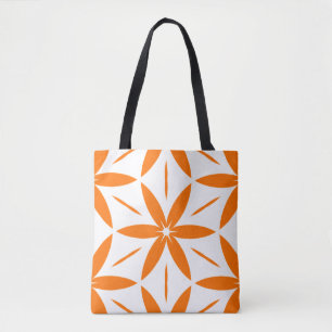 Midden-euwse moderne oranje geometrische bloem draagtas
