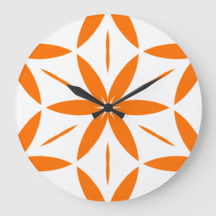 Midden-euwse moderne oranje geometrische bloem grote klok
