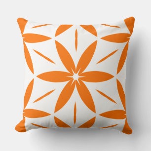 Midden-euwse moderne oranje geometrische bloem kussen
