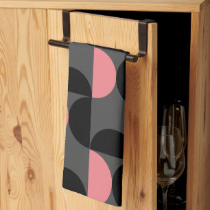 Midden-euwse moderne roze zwart en grijs theedoek
