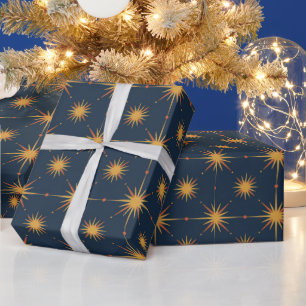 Midden-euwse moderne stervormig atoompatroon cadeaupapier