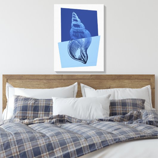 Midden-euwse moderne tulband schelpprint oceaanbla canvas afdruk (Insitu (Slaapkamer))