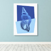 Midden-euwse moderne tulband schelpprint oceaanbla canvas afdruk (Insitu (Houten vloer))