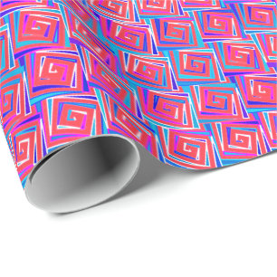 Midden-euwse moderne vierkante spiralen - rood mul cadeaupapier