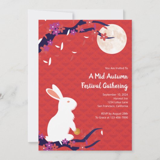 Midden herfst Rode Uitnodiging (Voorkant)