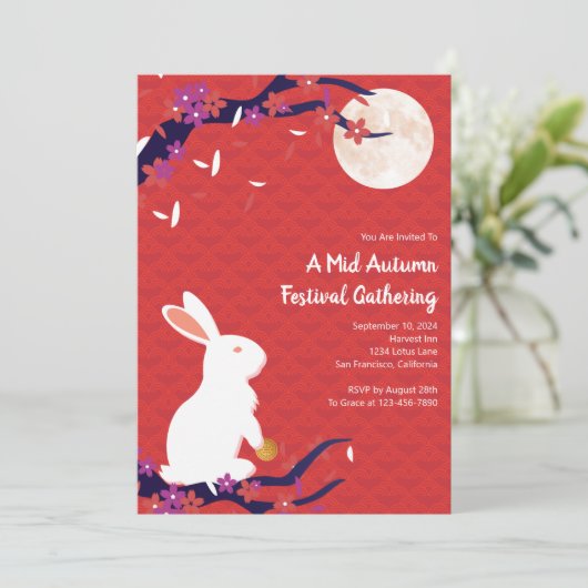 Midden herfst Rode Uitnodiging (Staand voorkant)