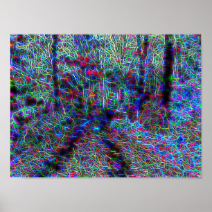 Midden in het bos neonlichten poster