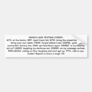 MIDDEN-LEEFTIJDSCODES BUMPERSTICKER