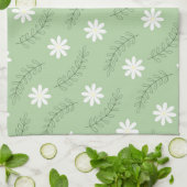  midden-middelbaar groen wit ventilatorpatroon theedoek (Gevouwen)