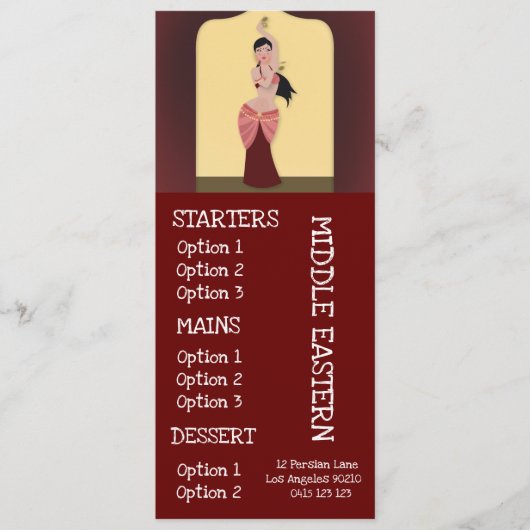 Midden-Oosters restaurant dinermenu Menu (Voorkant)