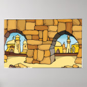 Midden-Oosterse woestijnstad door oude boog Poster (Voorkant)