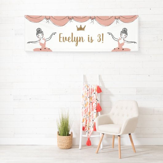 Midden podium Kinder Ballerina Verjaardagsfeest Spandoek (Insitu)