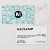 Midden-spotmonogram - Blokkeerontwerp - Lt Aqua Visitekaartje (Voorkant / Achterkant)