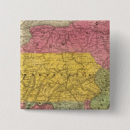 Midden-Staten, VS Vierkante Button 5,1 Cm (Voorkant)