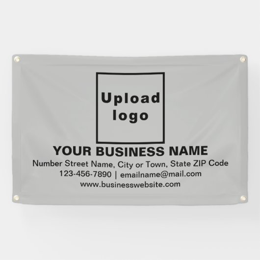 Midden Uitgelijnde Zakelijke Merknaam op Grijze Re Spandoek (Horizontaal)