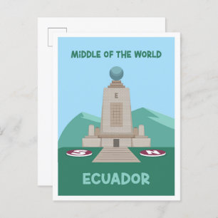 Midden van de wereld Ecuador Vintage Travel Briefkaart