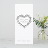 Midden van het borstbeen donkergrijs witte trouwme menu (Staand voorkant)