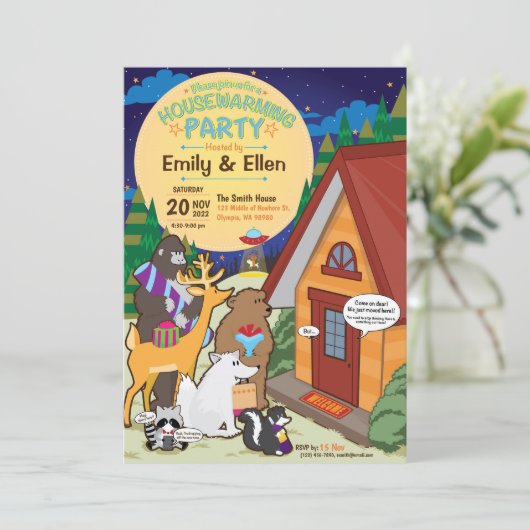 Midden van Nowhere Housewarming Party Invitation Kaart (Staand voorkant)