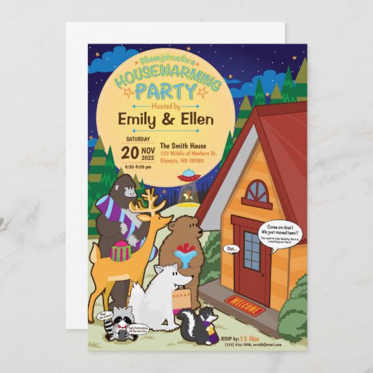 Midden van Nowhere Housewarming Party Invitation Kaart (Voorkant / Achterkant)